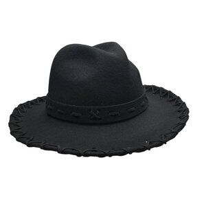Scala Black Wool X Stitch Western Boho Cowgirl Hat Womens